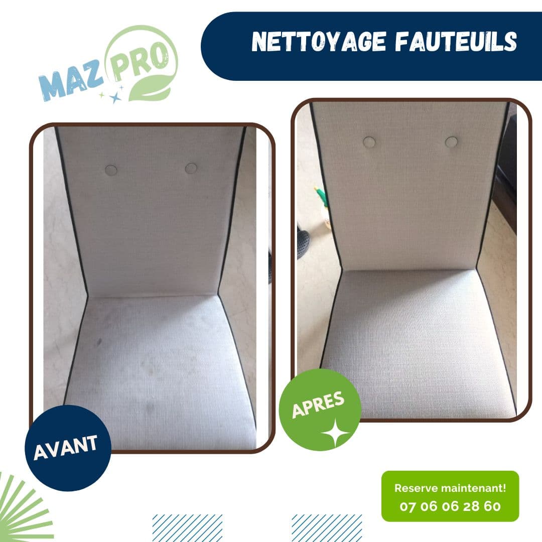 Nettoyage professionnel de fauteuils
